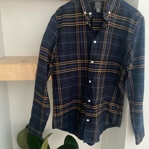 H&M Dark Blue and Mustard Plaid Shirt